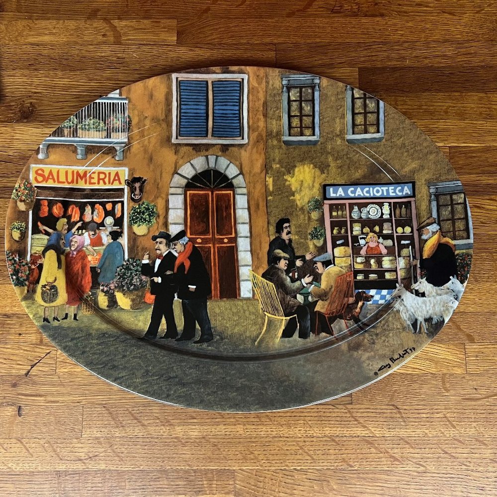 GUY BUFFET "TUSCAN STOREFRONTS" - 16" Oval Serving Platter - Made In Germany